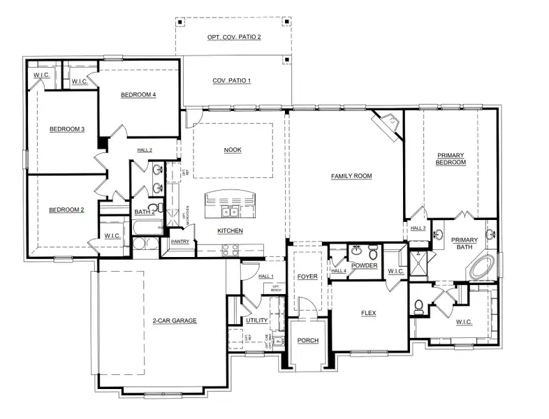 2D floor plan layout for the Concept 2623 by Risewell Homes in Mockingbird Hills - Premiere Series, Joshua, TX (Image 3). 2D floor plan layout for the Concept 2623 by Risewell Homes in Mockingbird Hills - Premiere Series, Joshua, TX (Image 3).