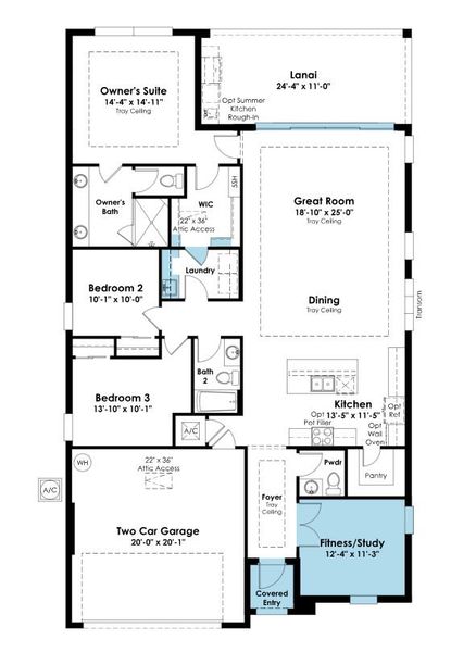 2D floor plan layout of this home in Cresswind DeLand, Deland, FL (Image 3).