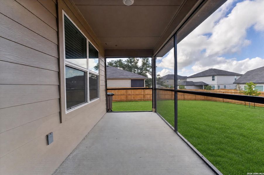 Exterior details and patio area of a home in Riverstone at Westpointe, San Antonio (Image 38).