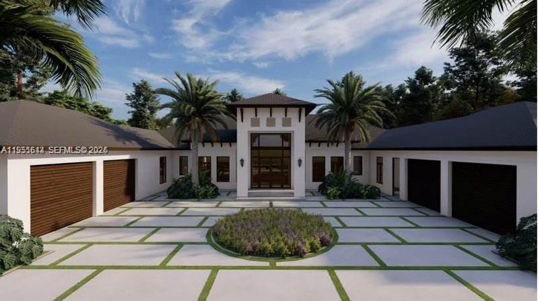 Front exterior of a new home in , Homestead, FL, highlighting curb appeal (Image 1). Front exterior of a new home in , Homestead, FL, highlighting curb appeal (Image 1).