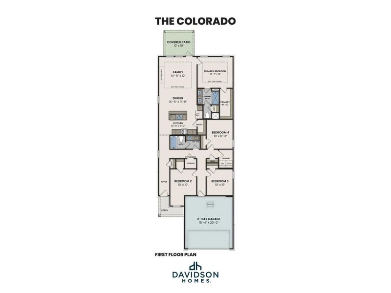 2D floor plan layout for the The Colorado F by Davidson Homes LLC in Heartland, Heartland, TX (Image 3).