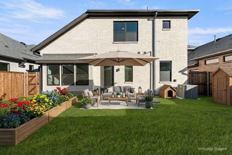 Exterior details and patio area of a home in Willow Grove Single-Family Homes, Melissa (Image 26).