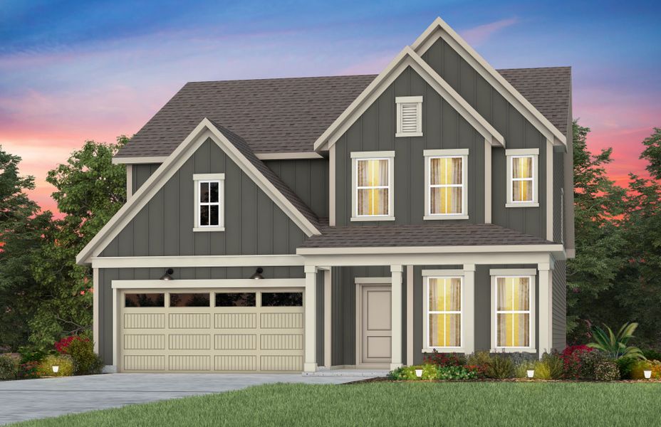 Front exterior of a new home in Elmbrook, Indian Trail, NC, highlighting curb appeal (Image 23).