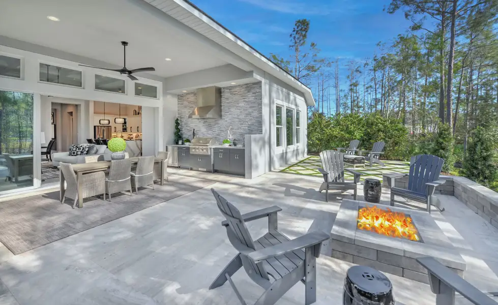 Exterior details and patio area of a home in Woodhaven, Port Orange (Image 21).