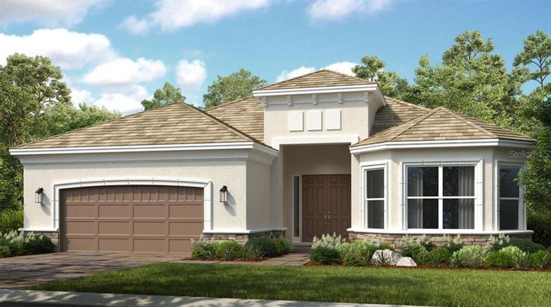 Front exterior of a new home in Esplanade at Wiregrass Ranch, Wesley Chapel, FL, highlighting curb appeal (Image 2). Front exterior of a new home in Esplanade at Wiregrass Ranch, Wesley Chapel, FL, highlighting curb appeal (Image 2).