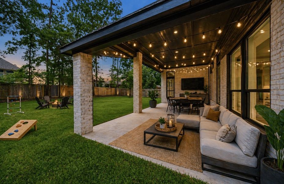 Exterior details and patio area of a home in The Woodlands Hills 65′, Willis (Image 3).