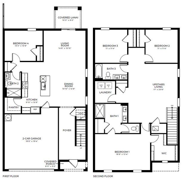 2D floor plan layout for the Robie by D.R. Horton in Blossom Trail, Greenacres, FL (Image 3). 2D floor plan layout for the Robie by D.R. Horton in Blossom Trail, Greenacres, FL (Image 3).