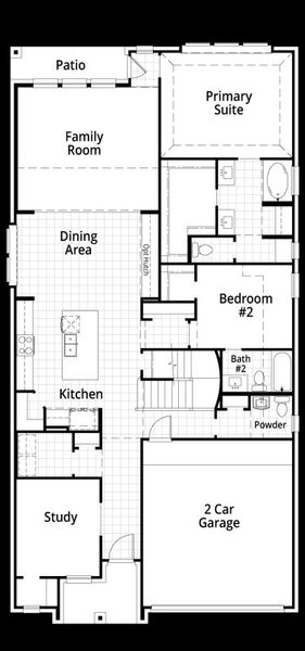 2D floor plan layout for the Martin by Highland Homes in Midline, Webster, TX (Image 6).