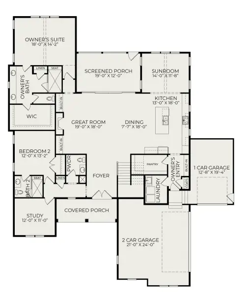 2D floor plan layout of this home in Lowery Estates, Wake Forest, NC (Image 4).