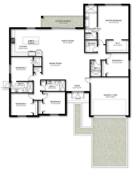 2D floor plan layout of this home in , Cutler Bay, FL (Image 5).
