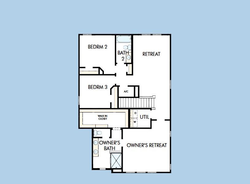 2D floor plan layout for the The Hartland by David Weekley Homes in Persimmon Place – Garden Series, Wesley Chapel, FL (Image 4).