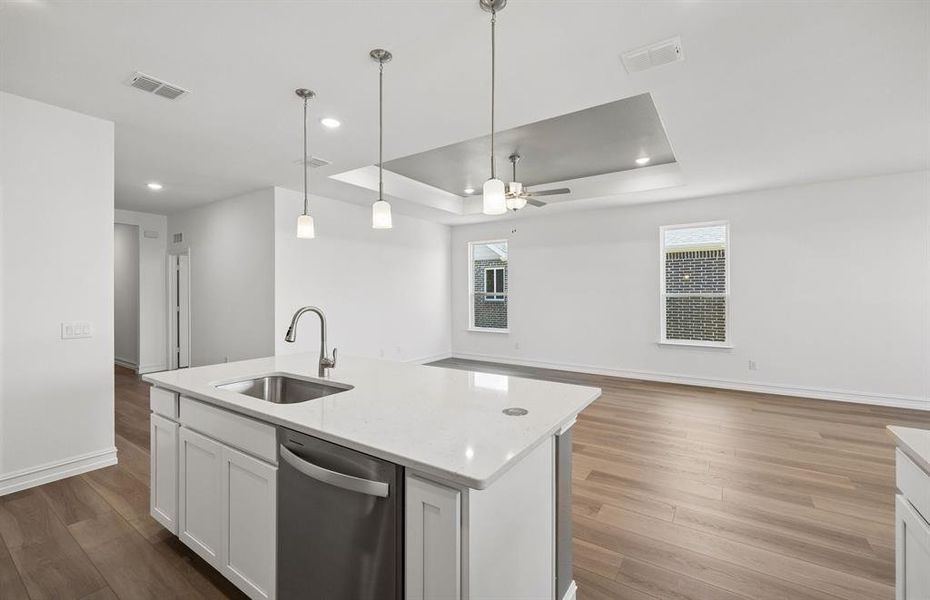 Kitchen overlooking the gathering room