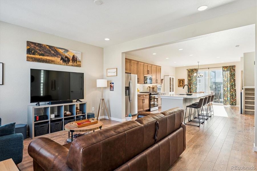 Living Room Open to Kitchen for Entertaining Living Room Open to Kitchen for Entertaining