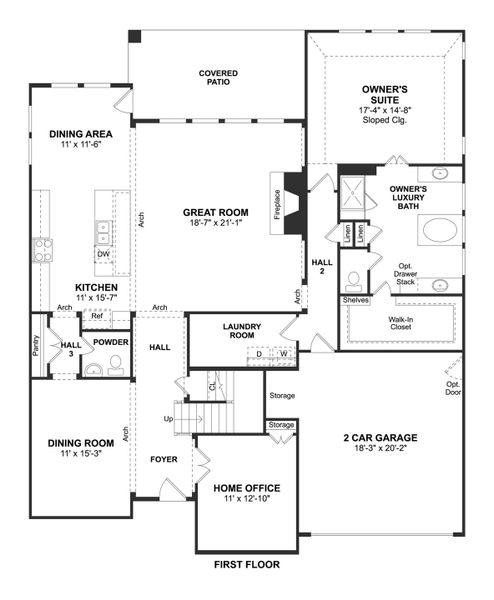 2D floor plan layout for the Josephine by K. Hovnanian® Homes in Tejas Landing, Needville, TX (Image 3). 2D floor plan layout for the Josephine by K. Hovnanian® Homes in Tejas Landing, Needville, TX (Image 3).