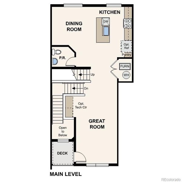 2D floor plan layout of this home in Townhome Collection at Grand Vue at Interlocken, Broomfield, CO (Image 2).