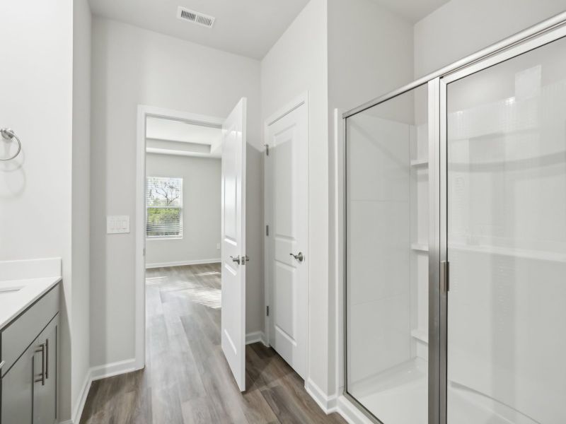 Primary bathroom in the Chandler floorplan at 253 White Birch Lane in Angier, NC.