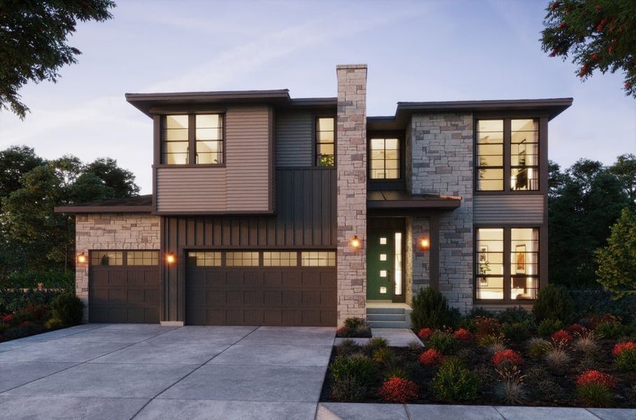 Representative exterior photo of a completed home built from the 4 by Trumark Homes in Kitchel Lake at Serratoga Falls, Timnath, CO (Image 2).