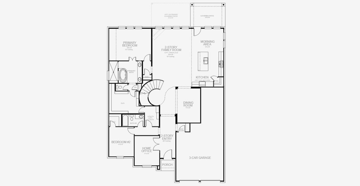 2D floor plan layout for the 3399W by Perry Homes in Katy Court, Katy, TX (Image 6).
