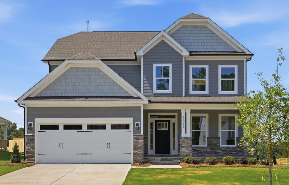 Front exterior of a new home in Waterford Commons, Rock Hill, SC, highlighting curb appeal (Image 2).
