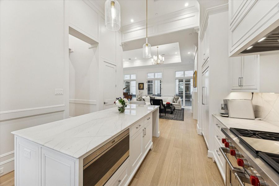 Wolf microwave neatly tucked into the island Wolf microwave neatly tucked into the island