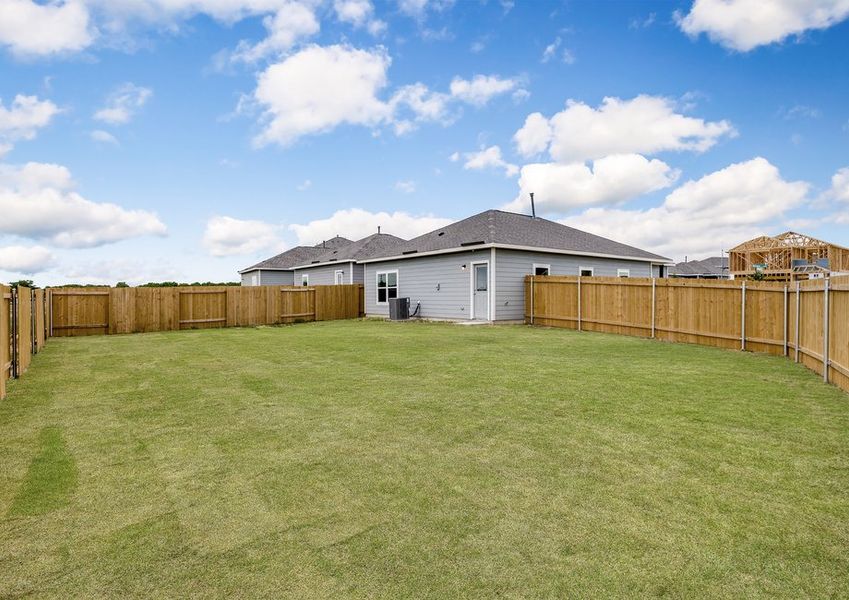 The back yard of the Hawthorn is fully fenced-in. The back yard of the Hawthorn is fully fenced-in.