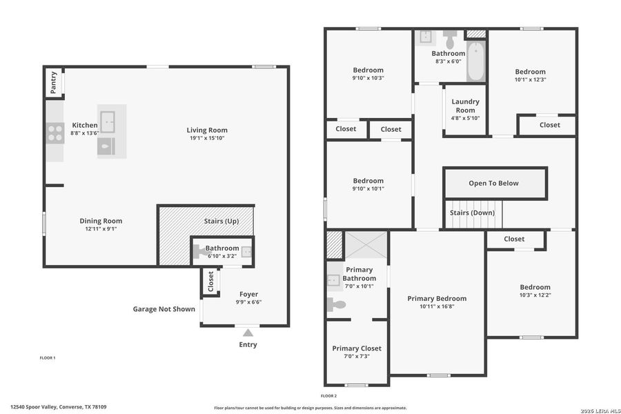 2D floor plan layout of this home in Avenida, Converse, TX (Image 3).