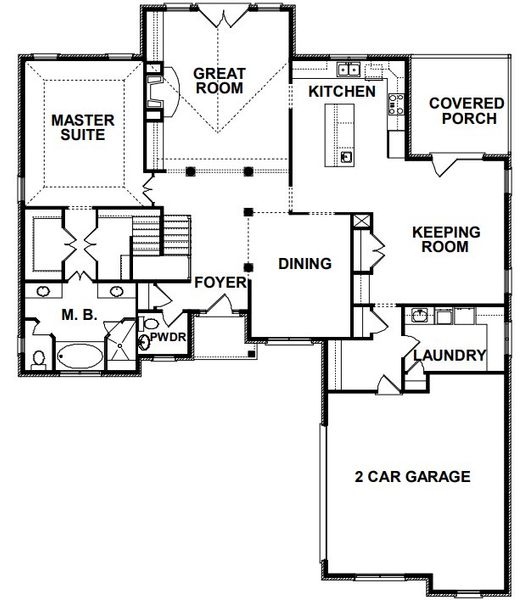 2D floor plan layout for the Branford by Sentinel Builders, Inc. in Copperstone At Choto, Knoxville, TN (Image 2).