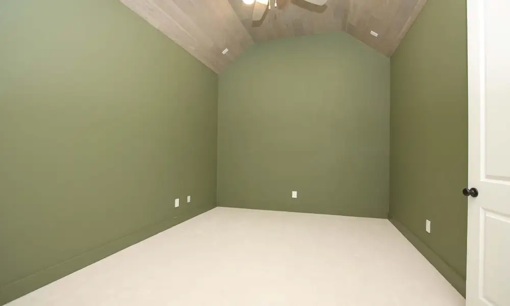 Additional living space featuring a ceiling fan, lofted ceiling, and carpet flooring