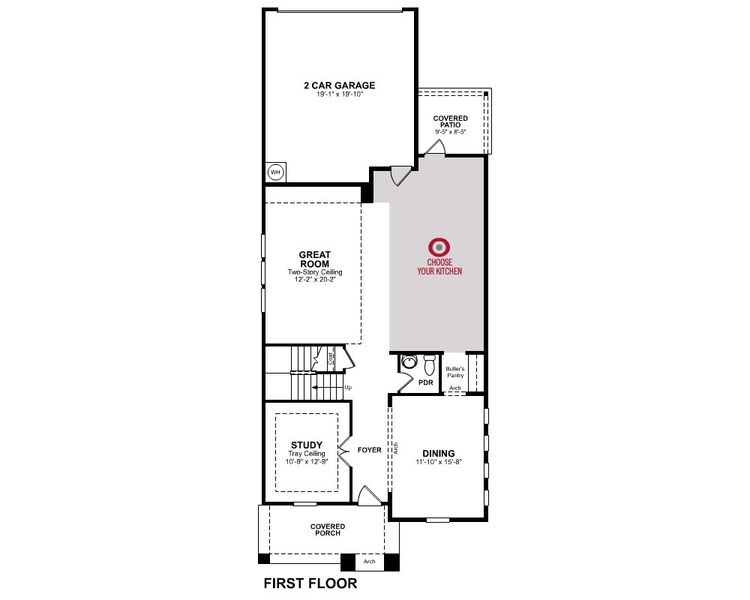 2D floor plan layout for the Whitney by Beazer Homes in Treeline, Justin, TX (Image 3).