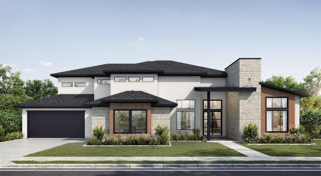 Front exterior of a new home in , Sugar Land, TX, highlighting curb appeal (Image 1).