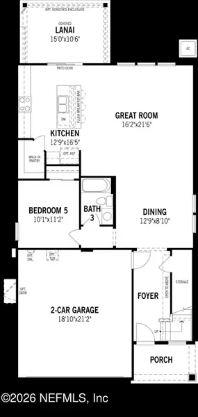 2D floor plan layout of this home in RiverTown, St. Johns, FL (Image 5).