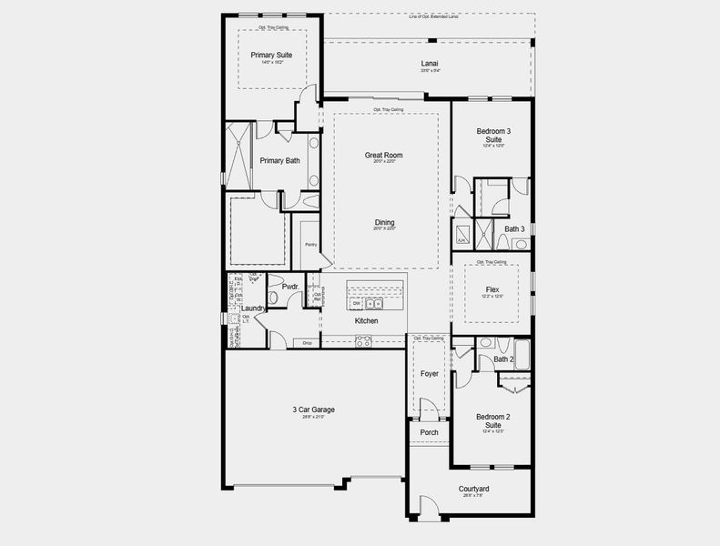 2D floor plan layout for the Cascata by Taylor Morrison in Esplanade at McKinnon Groves, Winter Garden, FL (Image 5). 2D floor plan layout for the Cascata by Taylor Morrison in Esplanade at McKinnon Groves, Winter Garden, FL (Image 5).