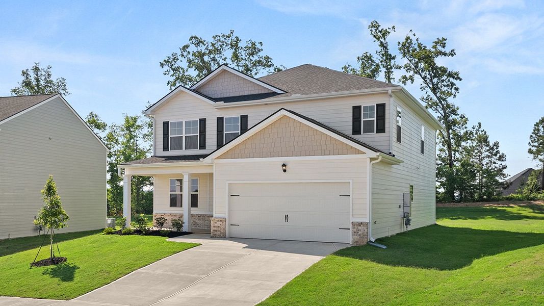 Front exterior of a new home in Estates at Deer Hollow, Grovetown, GA, highlighting curb appeal (Image 22).