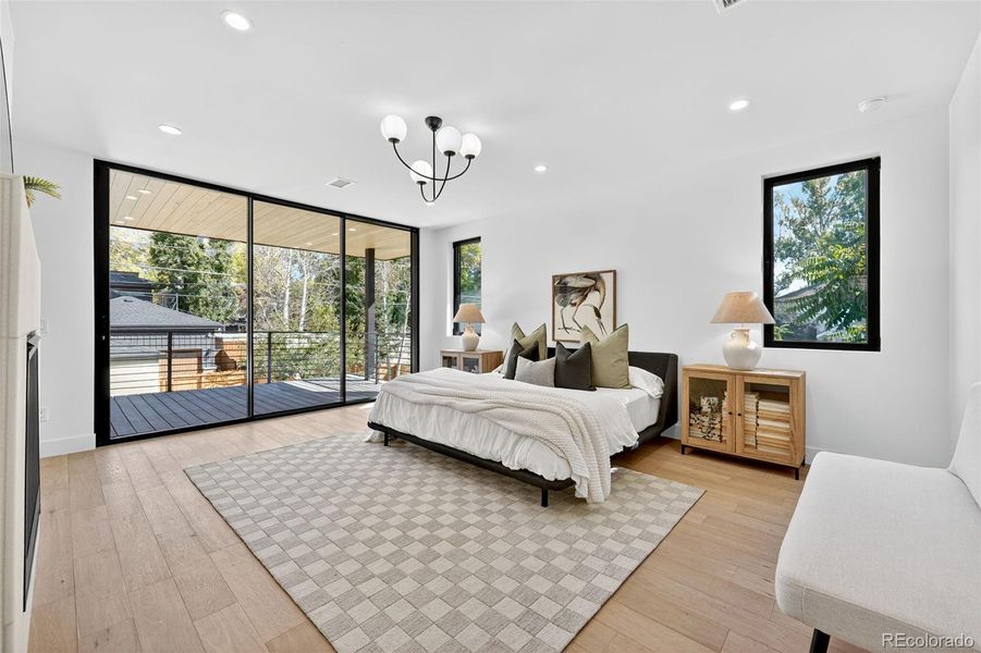 Spacious primary suite with private covered terrace