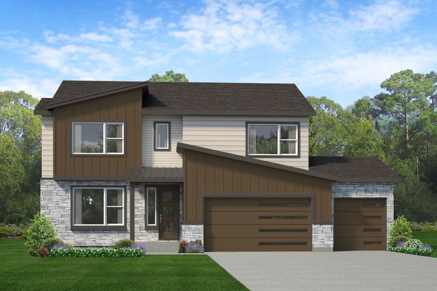 Representative exterior photo of a completed home built from the Gunnison by Risewell Homes in Cherry Meadows, Brighton, CO (Image 18).