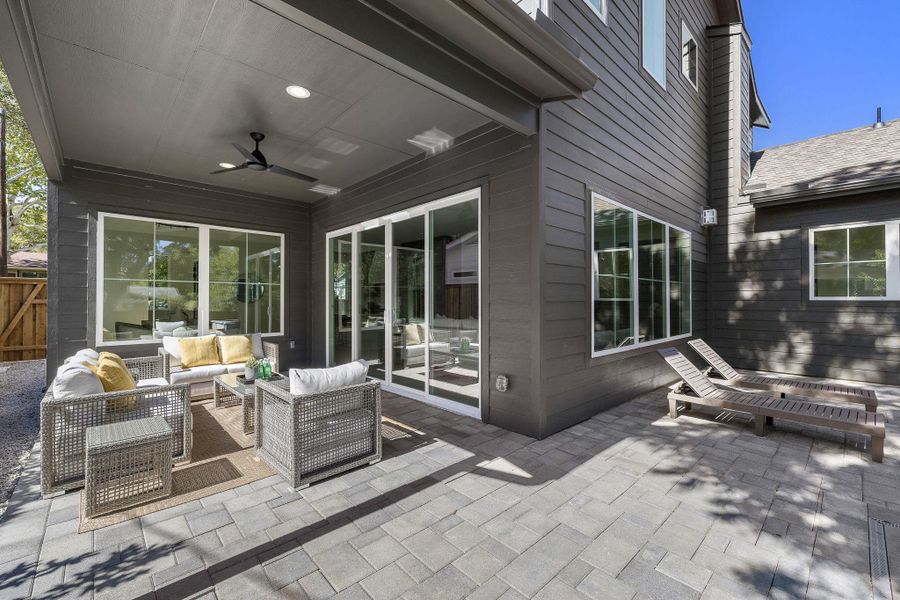 Exterior details and patio area of a home in , Austin (Image 1). Exterior details and patio area of a home in , Austin (Image 1).