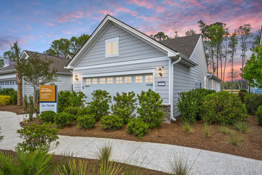 Front exterior of a new home in Del Webb Savannah at Heartwood, Richmond Hill, GA, highlighting curb appeal (Image 23). Front exterior of a new home in Del Webb Savannah at Heartwood, Richmond Hill, GA, highlighting curb appeal (Image 23).
