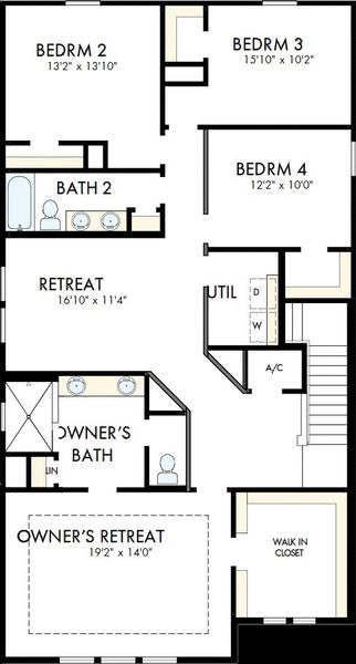 2D floor plan layout of this home in Persimmon Place – Garden Series, Wesley Chapel, FL (Image 3). 2D floor plan layout of this home in Persimmon Place – Garden Series, Wesley Chapel, FL (Image 3).