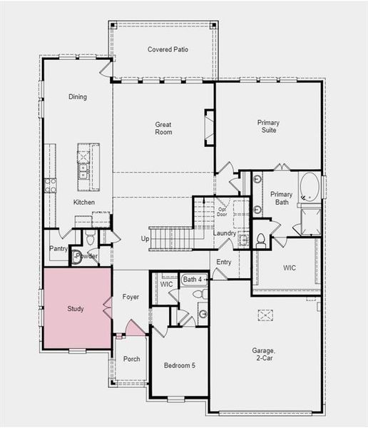 Structural options include: 42" front entry, open rails, study in lieu of flex.