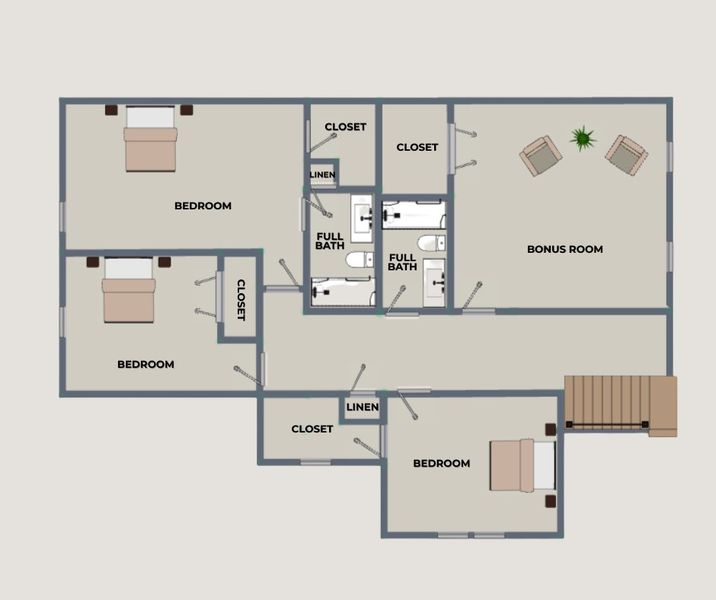 2D floor plan layout of this home in Faith View, Ooltewah, TN (Image 6).