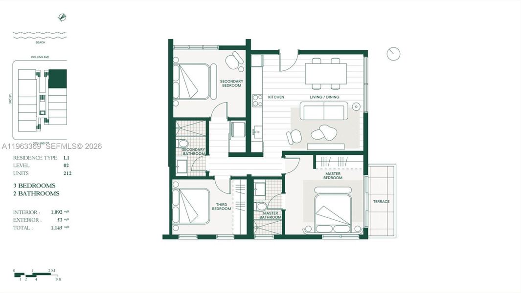 2D floor plan layout of this home in , Miami Beach, FL (Image 3).