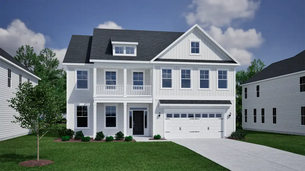 Representative exterior photo of a completed home built from the Webster II - Vanguard Collection by Mungo Homes in Scotts Hill Village, Wilmington, NC (Image 21).