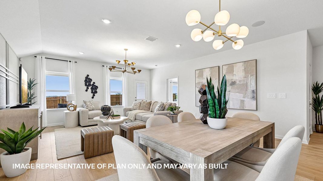 Representative furnished interior of a home built from the The Kingston by D.R. Horton in Revelry, Del Valle (Image 14).