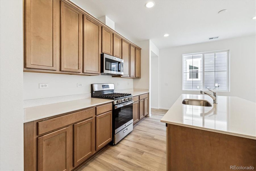 Furnished interior view inside a new home in Skyview at High Point, Aurora (Image 8). Furnished interior view inside a new home in Skyview at High Point, Aurora (Image 8).
