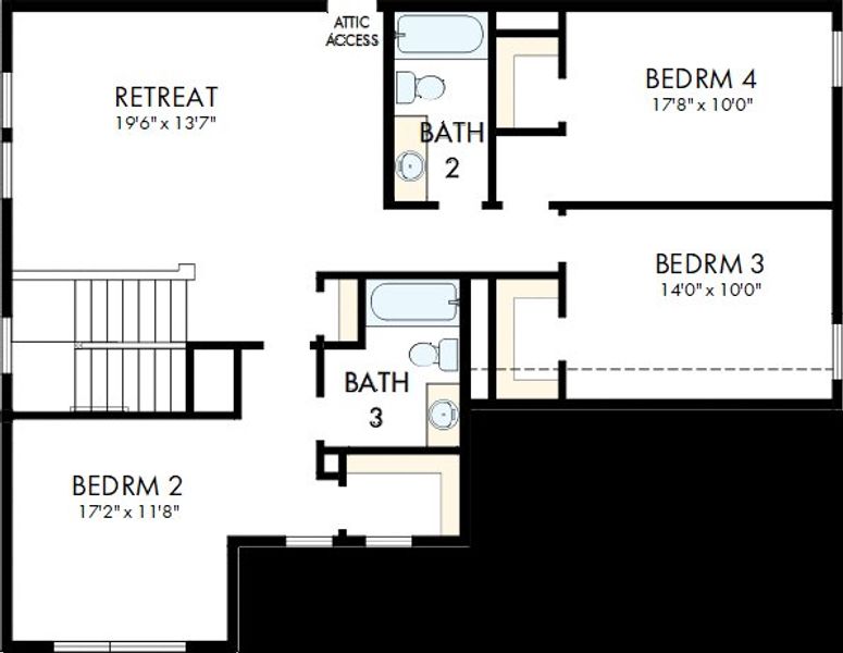 2D floor plan layout of this home in Audubon – Ascent Collection, Magnolia, TX (Image 3).