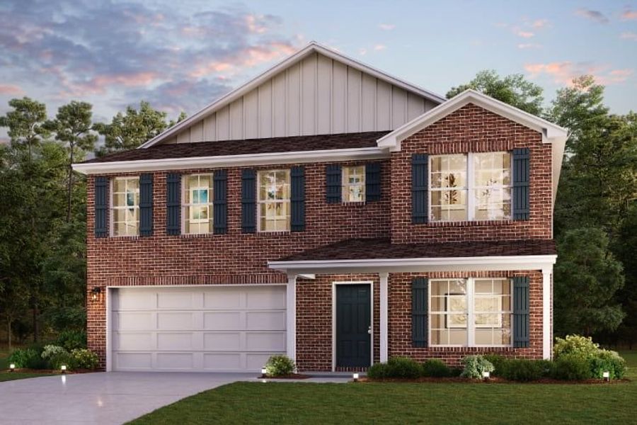 Front exterior of a new home in David's Place, Warner Robins, GA, highlighting curb appeal (Image 1).