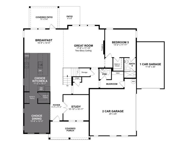 2D floor plan layout for the Yonah by Beazer Homes in Estates at Daves Creek, Cumming, GA (Image 3).