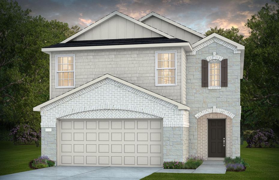 Representative exterior photo of a completed home built from the Springfield by Centex in Pinara Pines, Conroe, TX (Image 1). Representative exterior photo of a completed home built from the Springfield by Centex in Pinara Pines, Conroe, TX (Image 1).