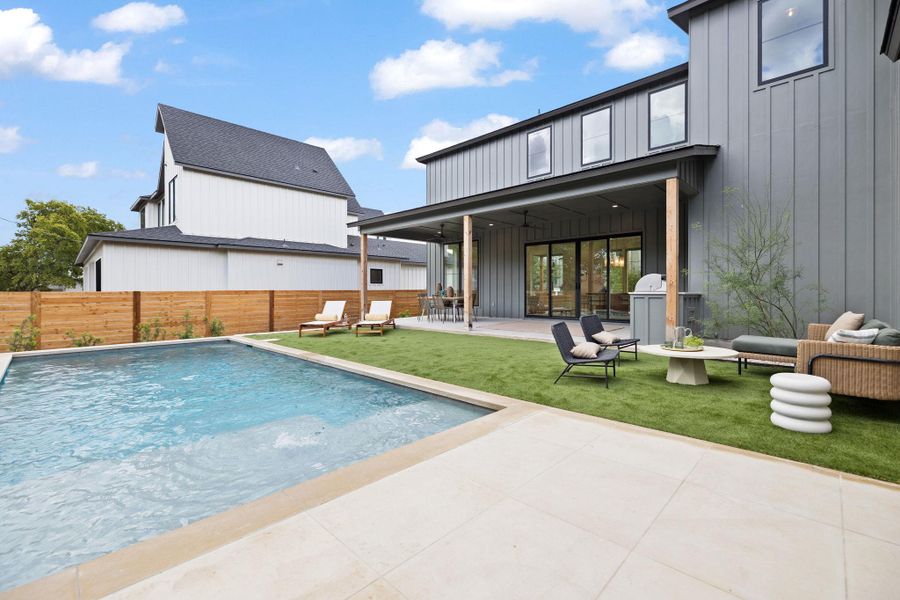 View of swimming pool with a patio area and a fenced backyard View of swimming pool with a patio area and a fenced backyard