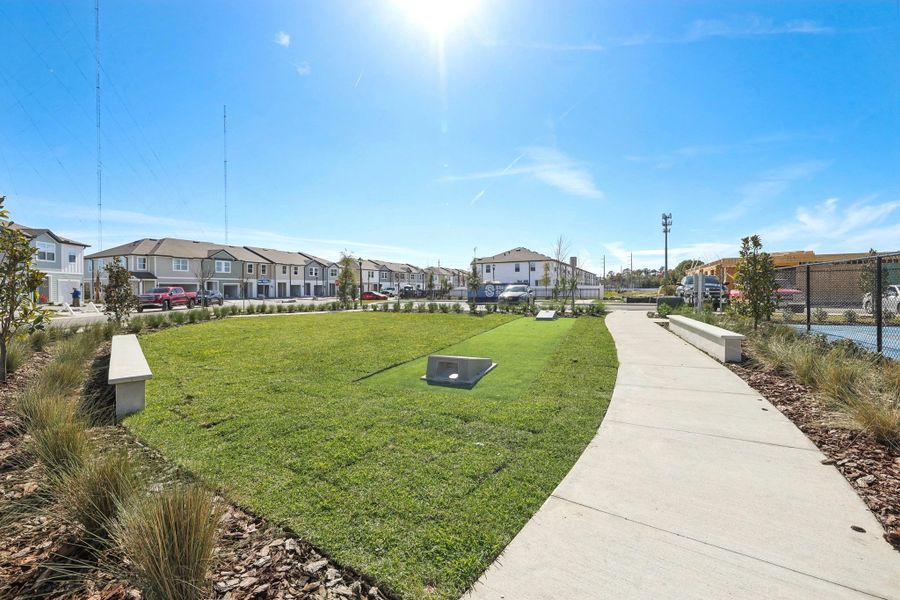 Community lawn space is ideal for enjoying the beautiful Florida weather